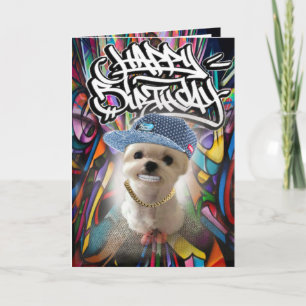 誕生日カードヒップホップ子犬 カード