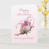 誕生日カードピンクローズトゥアヴァリースペシャルラッド カード (黄色い花)
