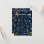 誕生日カードフラワーズギターミュージカル カード (正面/裏面インサイチュ)
