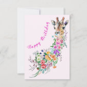 誕生日カードフラワーブーケキリンQRコードウィッシュ カード (裏面)