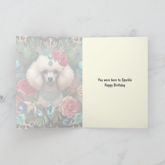 誕生日カードプードル犬あなたが輝くために生まれいた カード (内部)