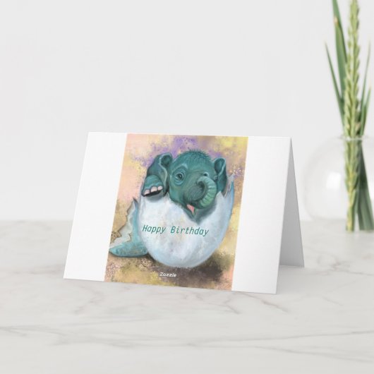 誕生日カードベビー象孵化卵 カード (裏面)