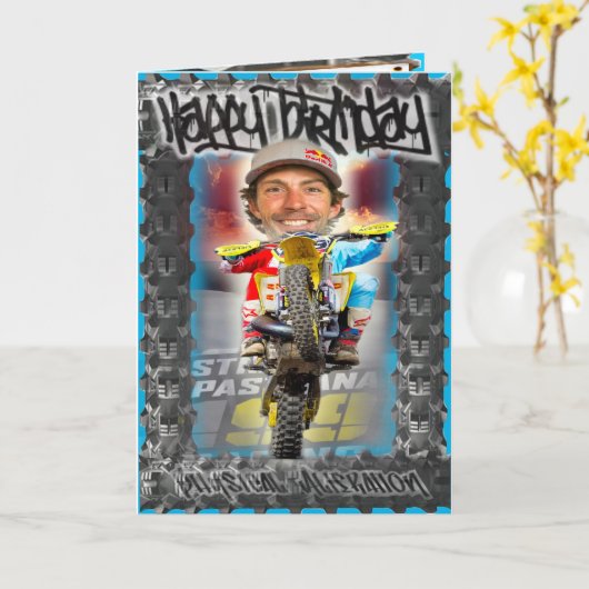 誕生日カードモータークロス カード (黄色い花)