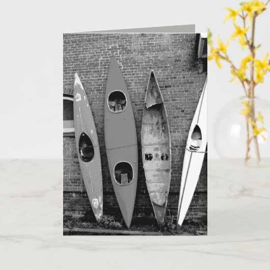 誕生日カードユーモアカヤック写真 カード (黄色い花)