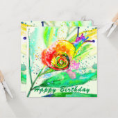 誕生日カードレインボーカタツムリ絵画-'s カード (正面/裏面インサイチュ)