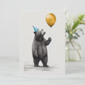 誕生日カード付きベアフラットグリーティングカード サンキューカード (スタンド正面)