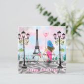 誕生日カード女性パリあなたのQRコードウィッシュ カード (スタンド正面)