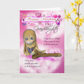 誕生日カード孫娘，ムーニーかわいこちゃんパイ カード (黄色い花)