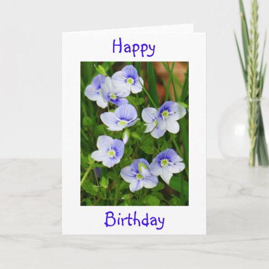 誕生日カード小さな青い花 カード (正面)