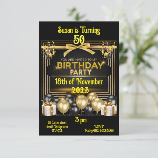 誕生日カード招待状のカスタマイズとカスタマイズ 出欠カード (スタンド正面)