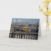 誕生日カード来 – 電車と行き カード (黄色い花)