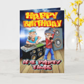 誕生日カード漫画DJとMC カード (黄色い花)