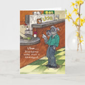 誕生日カード犬の恋人 – Decaf Schnauzer カード (黄色い花)