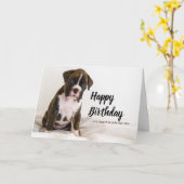 誕生日カード犬 – Boxer Dogs, Brindle Puppy カード (黄色い花)