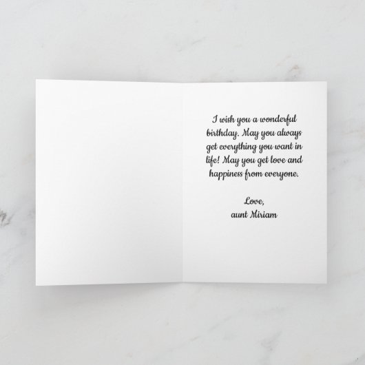 誕生日カード甥の写真カスタム カード (内部)