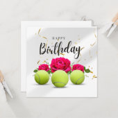 誕生日カード用の花付きテニスボール カード (正面/裏面インサイチュ)
