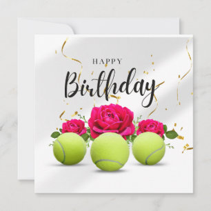 誕生日カード用の花付きテニスボール カード