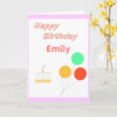 誕生日カード追加名(および子の年齢) カード (黄色い花)