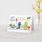 誕生日カード間抜け- A Day!ホワイト背景 カード (黄色い花)