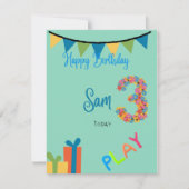 誕生日カード3歳 カード (正面)