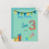 誕生日カード3歳 カード (正面/裏面インサイチュ)