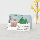 誕生日カード5歳の息子と電車 カード (黄色い花)