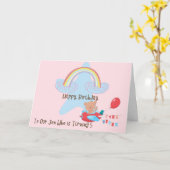 誕生日カード5歳の息子のクマ飛行機 カード (黄色い花)