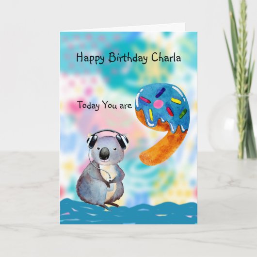 誕生日カード9歳の少女 カード (正面)