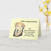 誕生日カード、かわいいジョークとおもしろい犬。 カード (黄色い花)