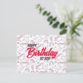 誕生日カード かわいいユニコーン ポストカード (スタンド正面)