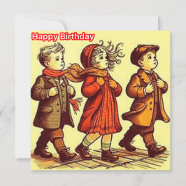 誕生日カード~かわいいレトロ3人~