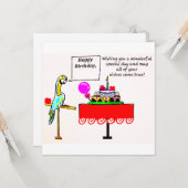 誕生日カード – オウムことわざハッピーバースデー カード (正面/裏面インサイチュ)