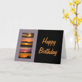 誕生日カード – サンセットストリップパープルピンクオレンジy カード (黄色い花)