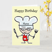 誕生日カード(シェフまたは調理師用) -料理テーマ カード (黄色い花)