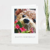 誕生日カード(テディベアと花) カード (正面)