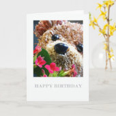 誕生日カード（テディベアと花） カード (黄色い花)