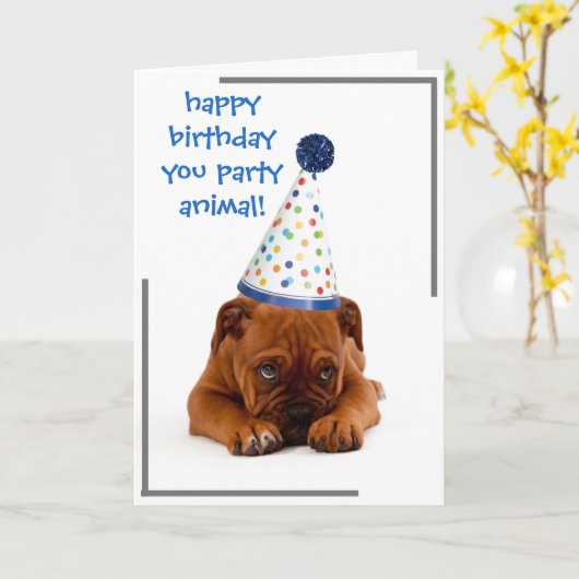 誕生日カード – ハッピーバースデーあなたはパーティー動物！ カード (黄色い花)