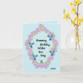 誕生日カード：ハミング鳥の愛 カード (黄色い花)