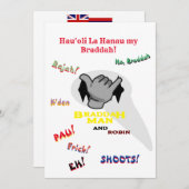 誕生日カード(ハワイアンOleloとPidgin) 招待状 (正面/裏面)