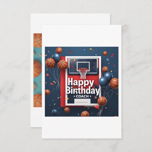 誕生日カード（バスケットボールの背景） (正面/裏面)