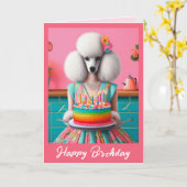 誕生日カード |プードルドッグお誕生日ケーキ7キャンドル カード (黄色い花)