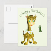 誕生日カード(ベビーキリン付き) – 年名の追加 ポストカード (正面/裏面)