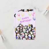 誕生日カード ペンギン 誕生日 パーティー カード (正面/裏面インサイチュ)