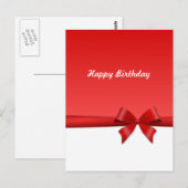 誕生日カード ポストカード リボン ハッピーバースデー (正面/裏面)