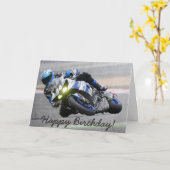 誕生日カード:モトクロスのトリックを行う男 カード (黄色い花)