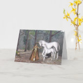 誕生日カード - ユニコーンと精霊 カード (黄色い花)