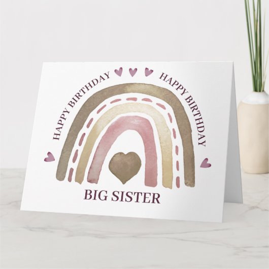 誕生日カード – レインボーハート金ゴールド梅 カード (正面)