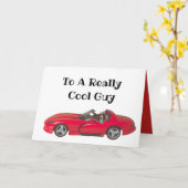 誕生日カード(レッドスポーツカー&バスセットハウンド付き) カード (黄色い花)