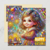 誕生日カード～レトロガールライトディスプレイ～ (正面/裏面)