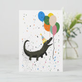 誕生日カード（ワニ付きフラットグリーティングカード） サンキューカード (スタンド正面)